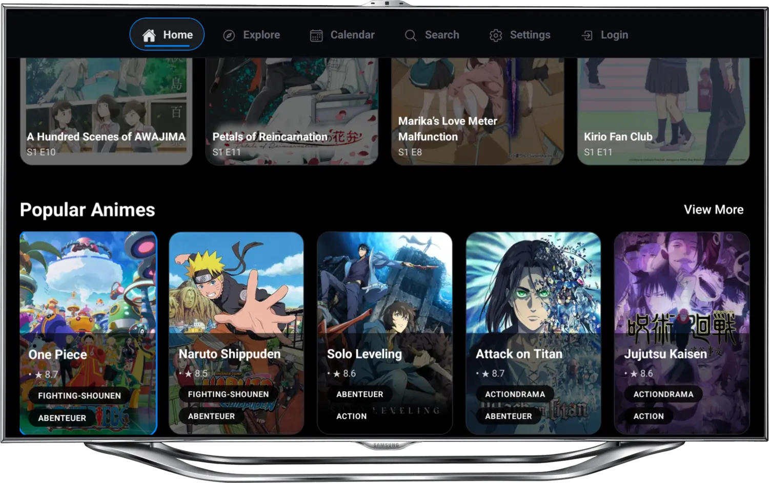 FireAnime TV Browse-Ansicht