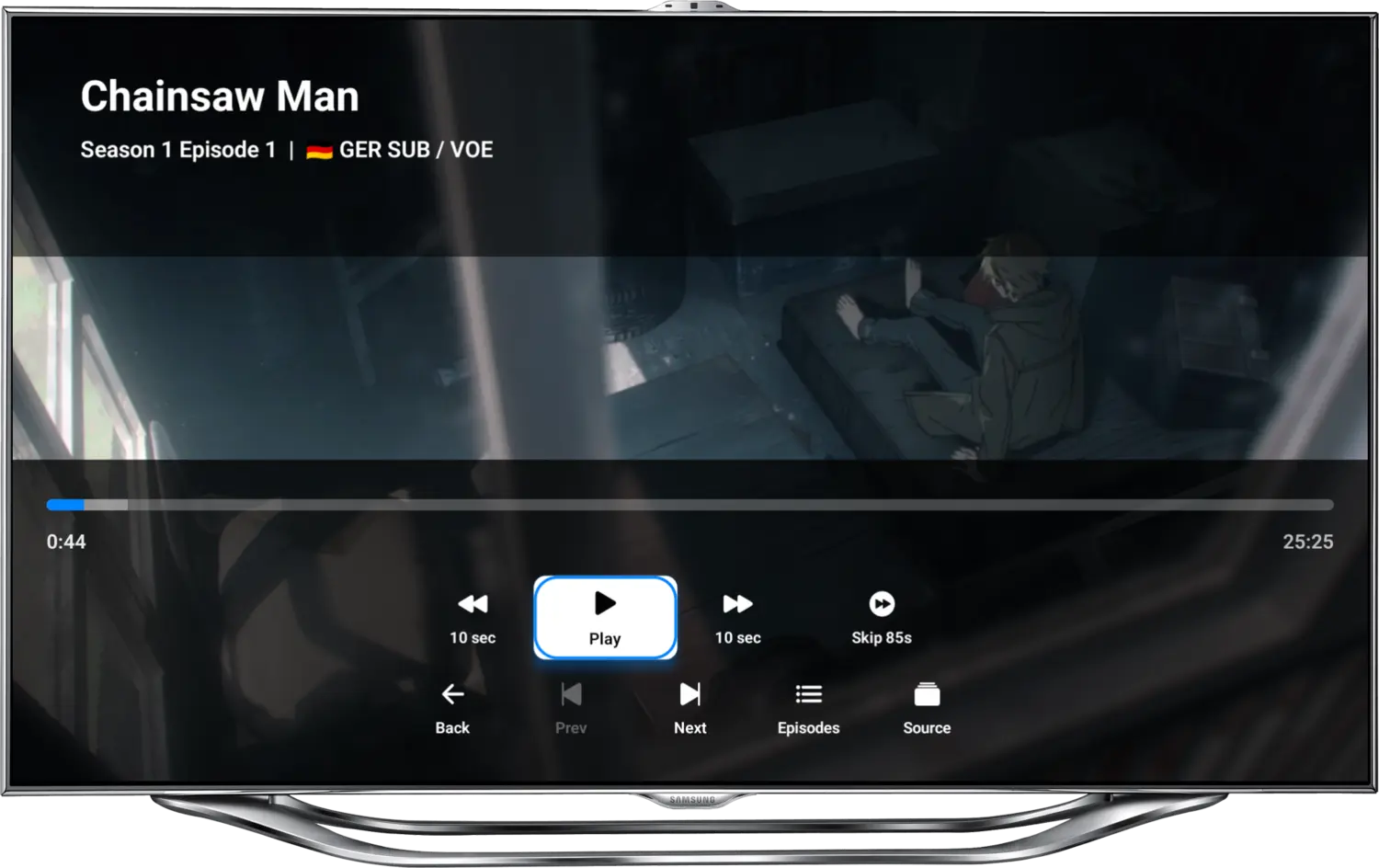 FireAnime TV Player-Ansicht